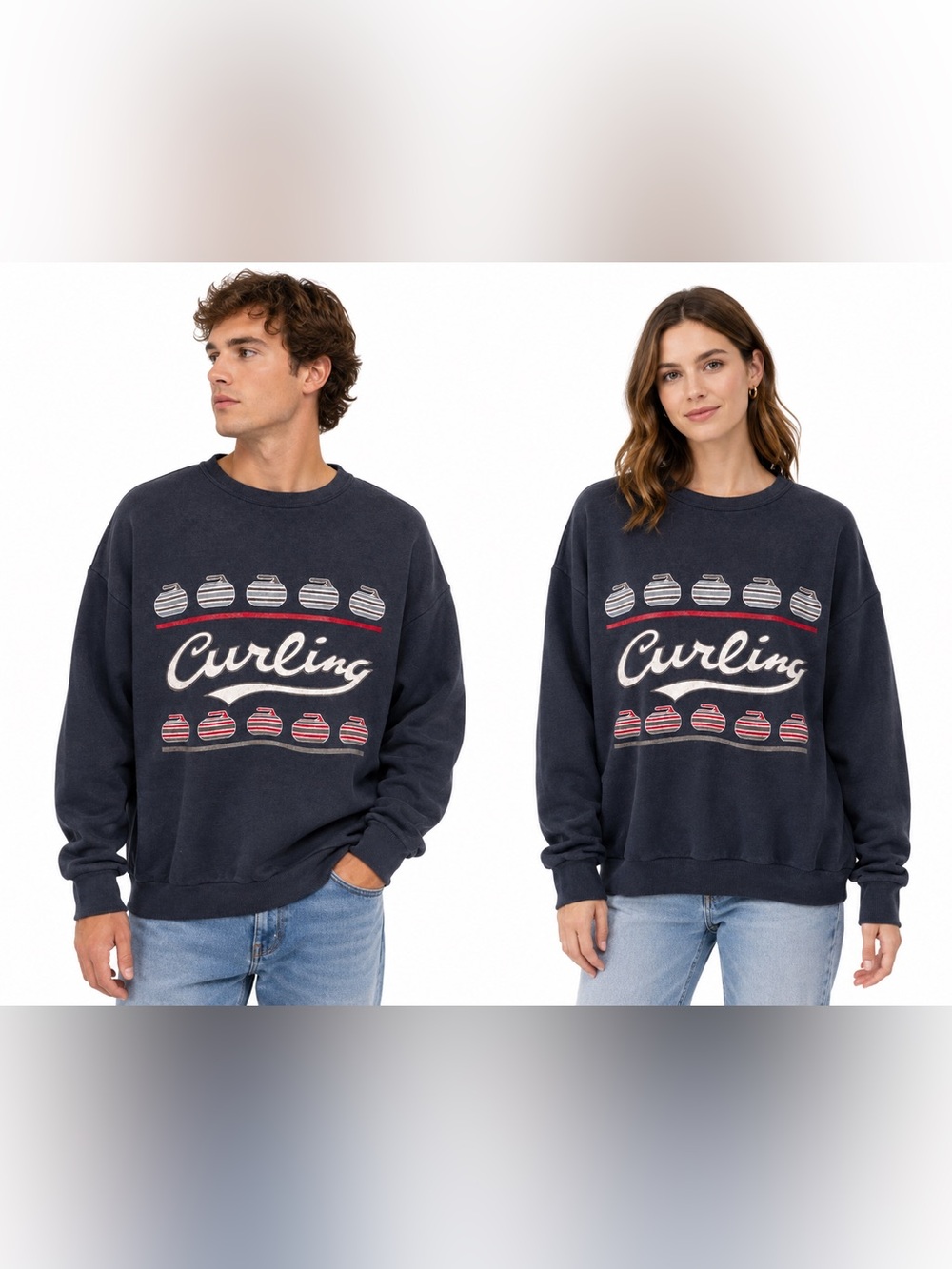 Vintage All Canada Curling Sweatshirt Made in Canada Graphic Crewneck M unisex